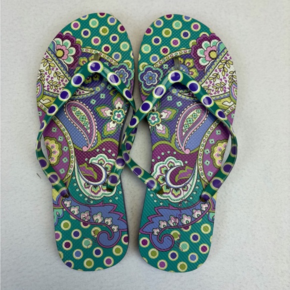 Vera Bradley Shoes - Vera Bradley Heather Paisley Flip Flops Thong Sandals Teal Women Size LARGE